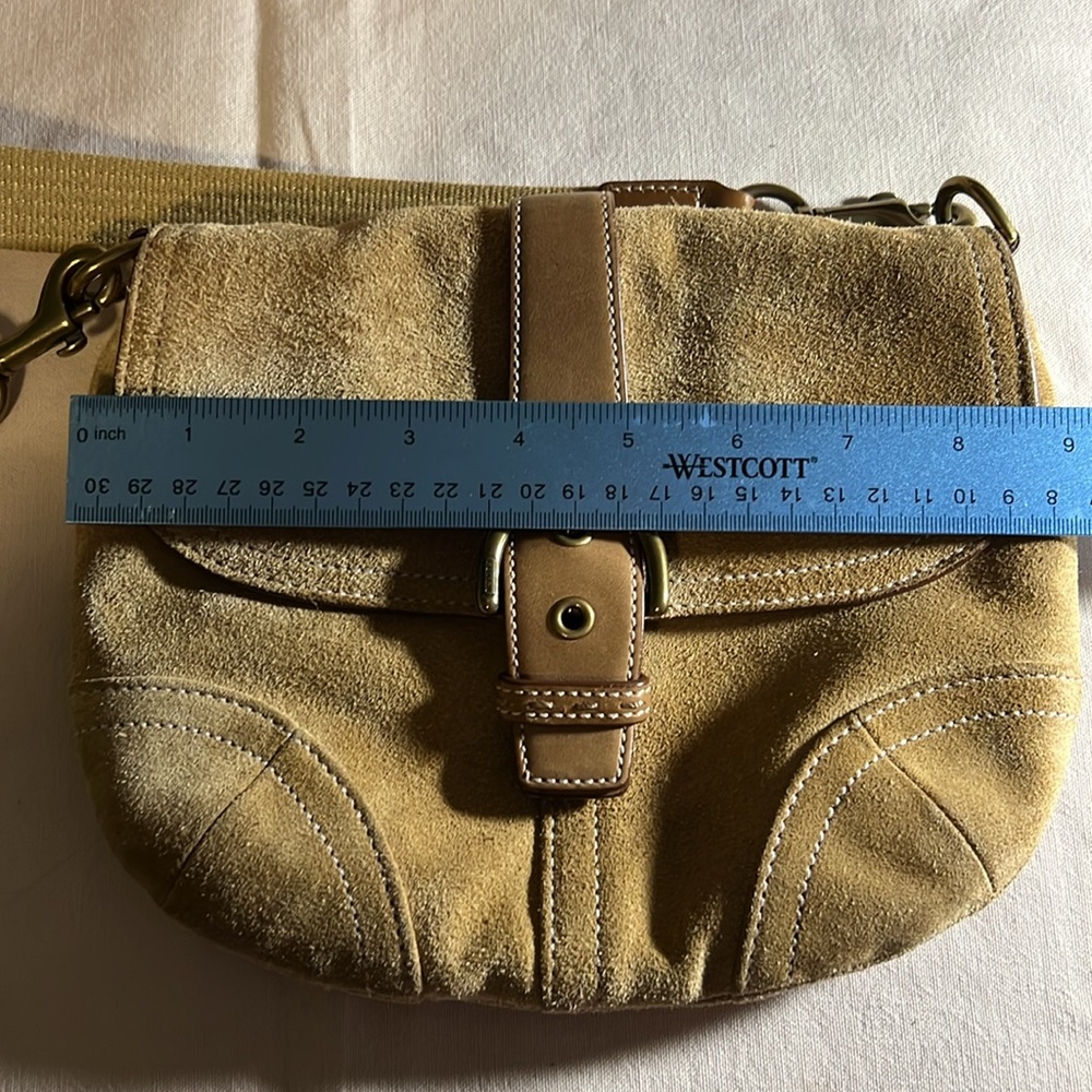 COACH #4743 Tan SUEDE SWING SUEDE AND LEATHER CROSSBODY - Picture 8 of 11